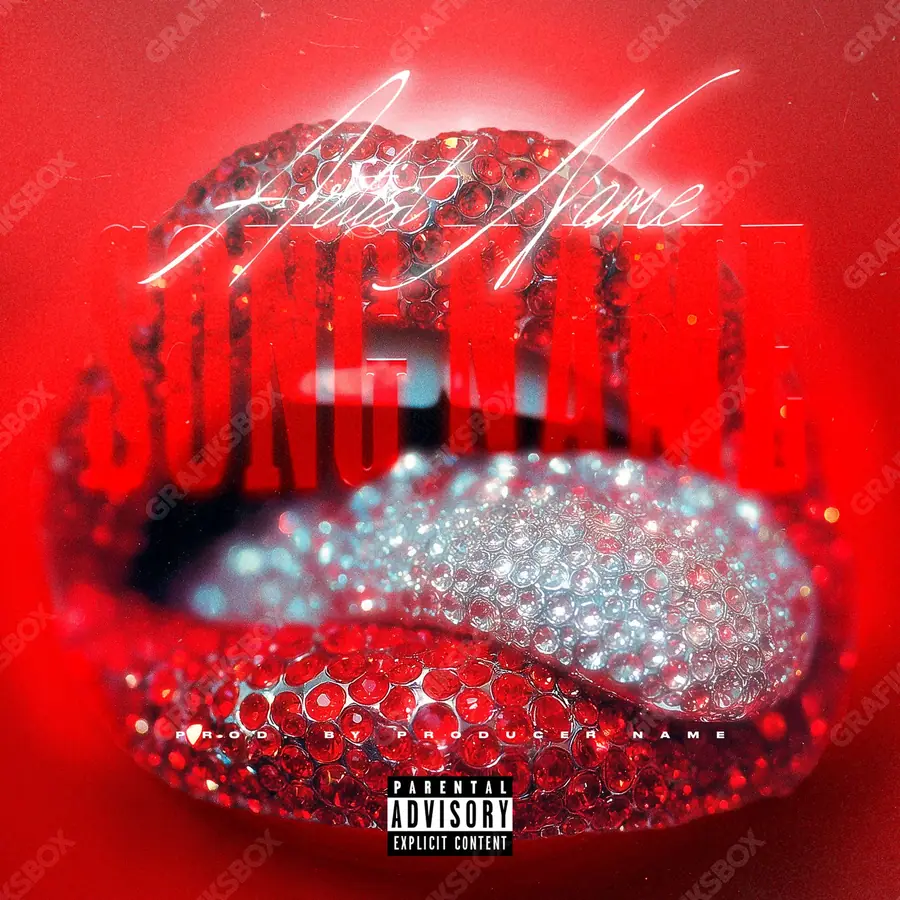 Portada de álbum prediseñada «Expensive Kiss» — una toma sobre una relación, sin lugares comunes, en tonos rojos intensos
