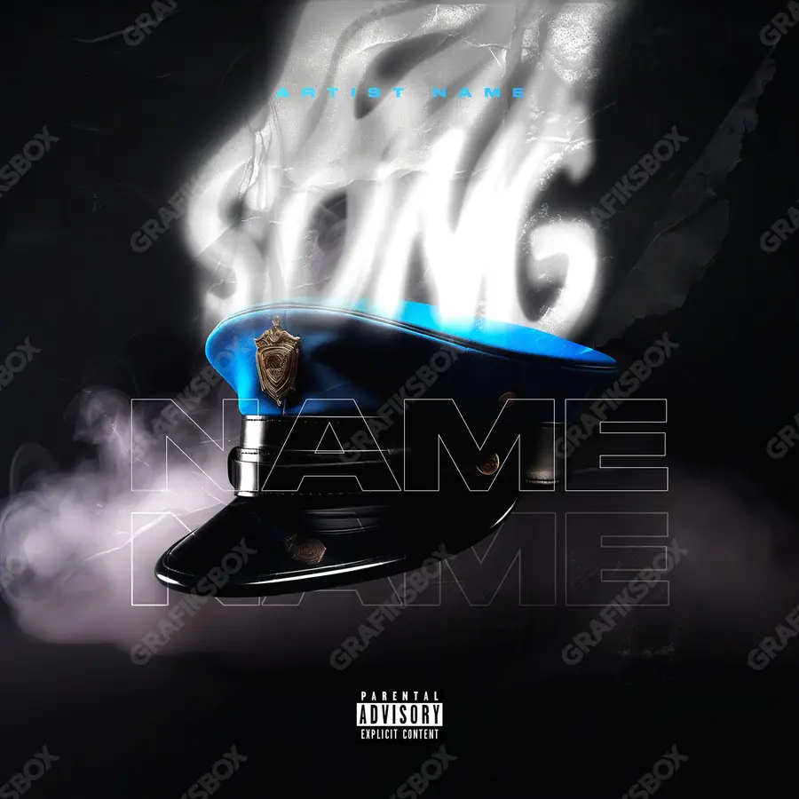 Premade album cover “Cop Cap” — a styled shoot with attention to every detail of the look in a black and white palette