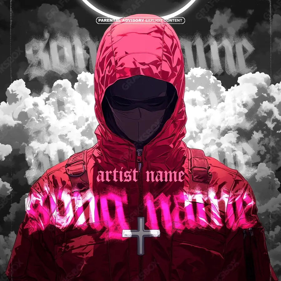 Portada de álbum prediseñada «God's Time» — un motivo con carácter propio, en tonos rojos intensos