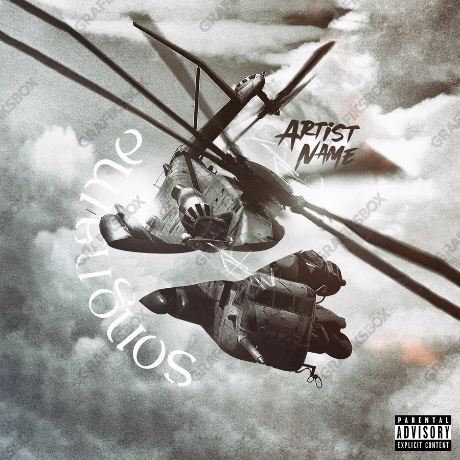 Portada de álbum prediseñada «Military» — un motivo con carácter propio, en una paleta monocroma