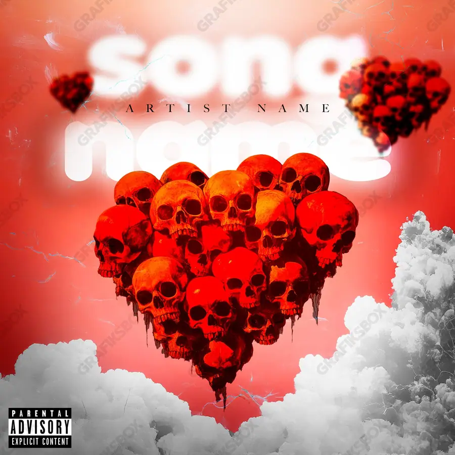 Premade album cover “High Hate” — an original visual idea with no close match in the catalogue in a red palette