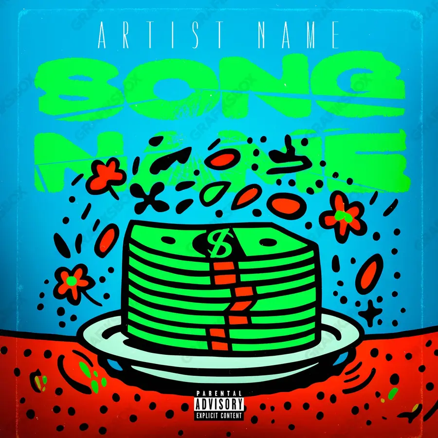 Portada de álbum prediseñada «Meal Cash» — un encuadre sobre estatus, oro bajo una luz densa, en tonos azules fríos