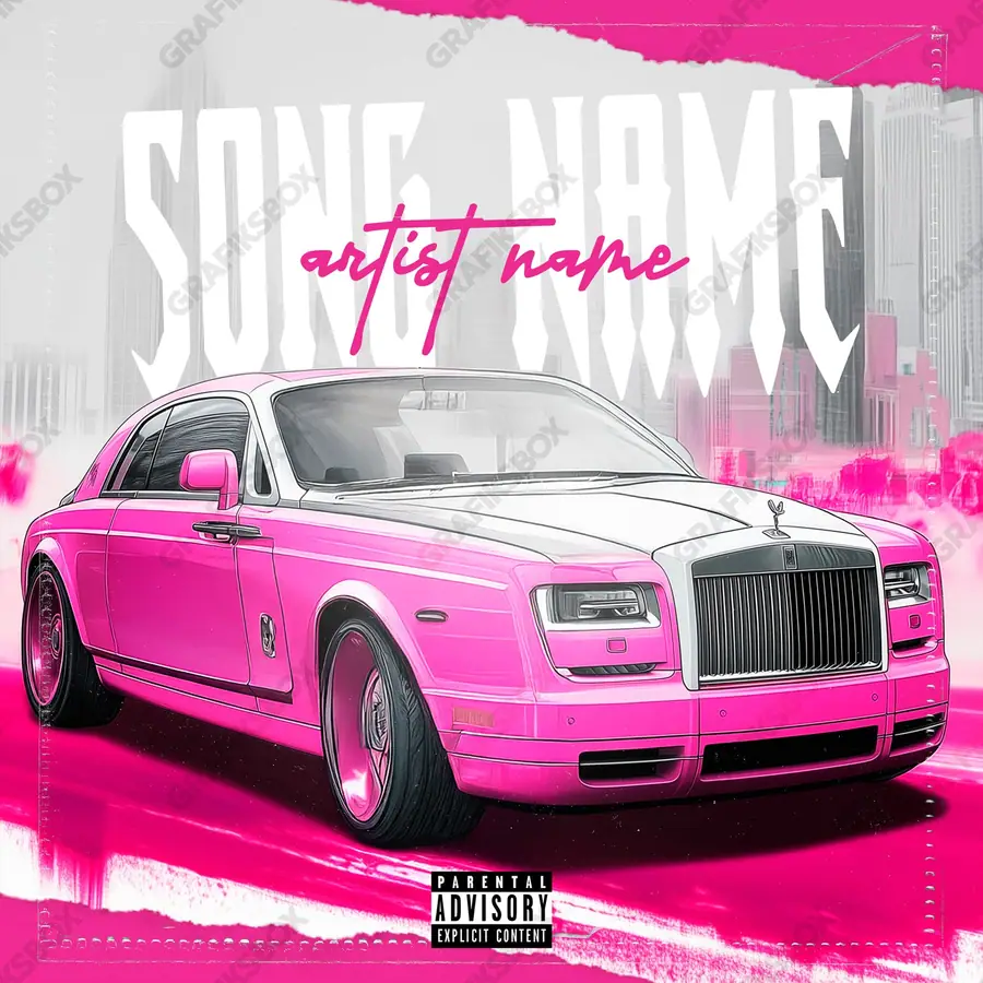 Premade album cover “Town Queen” — an urban frame with dense city texture in pink shades