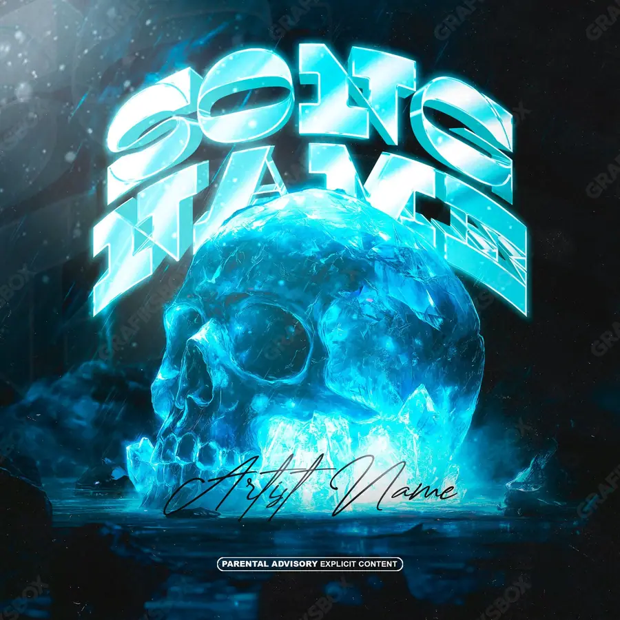 Portada de álbum prediseñada «Frozen Cave» — una escena natural tranquila, con espacio para respirar, en una gama azul