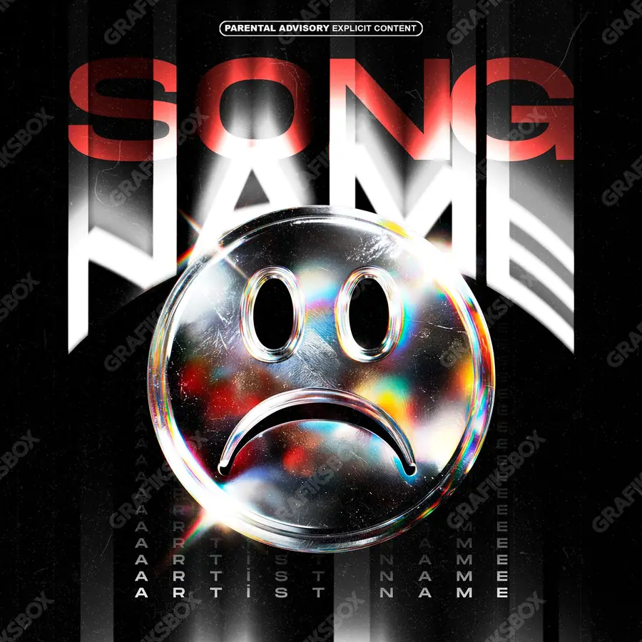 Готовая обложка для трека с грустным настроением «Sad Sphere» — меланхоличная сцена и приглушённый свет, в красных тонах