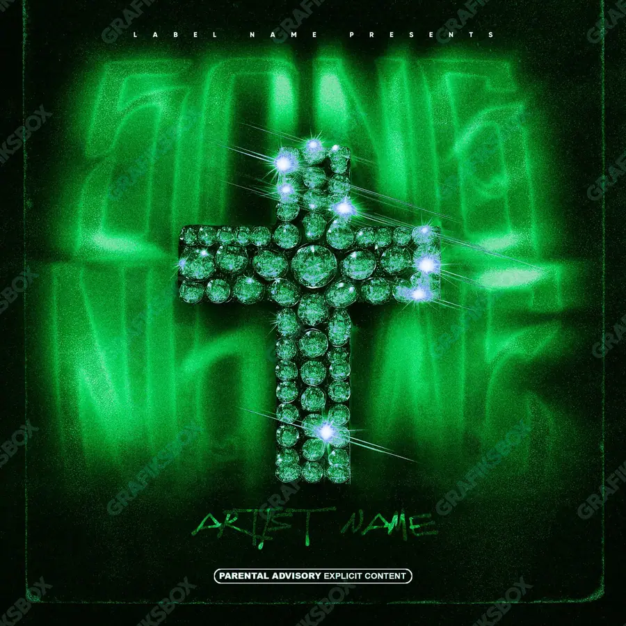 Premade album cover “Sacred Green” — a subject with a character of its own in a green palette