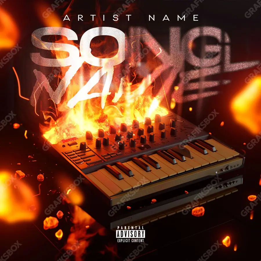 Premade album cover “Akai” — a subject with a character of its own in orange shades
