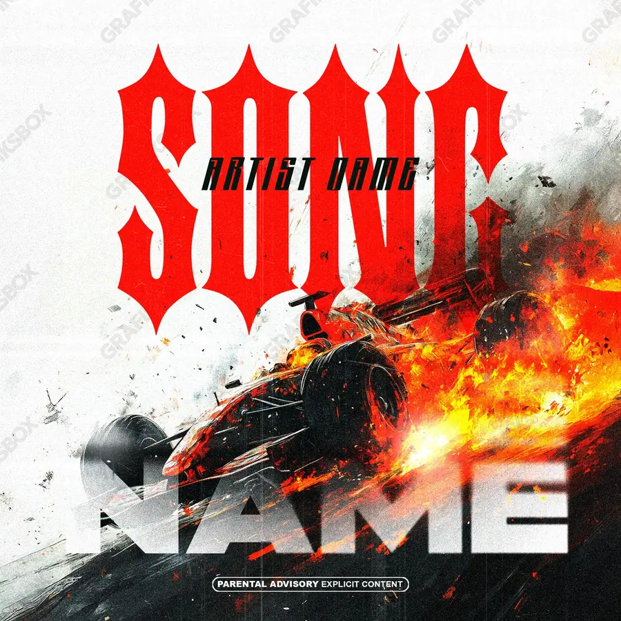 Portada de álbum prediseñada «Fire 1» — la llama como única fuente de luz, en tonos rojos intensos