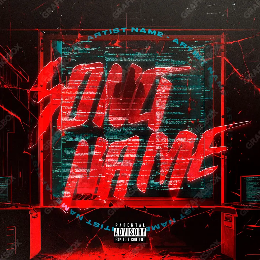 Купить обложку для трека с абстракцией «Digital Plan» — абстрактная графика без узнаваемых объектов, в красных тонах