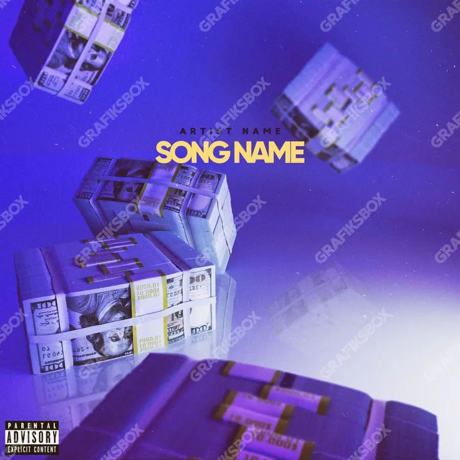 Premade album cover “Stacks Falling” — a frame that refuses to sit in one category in cool blue tones