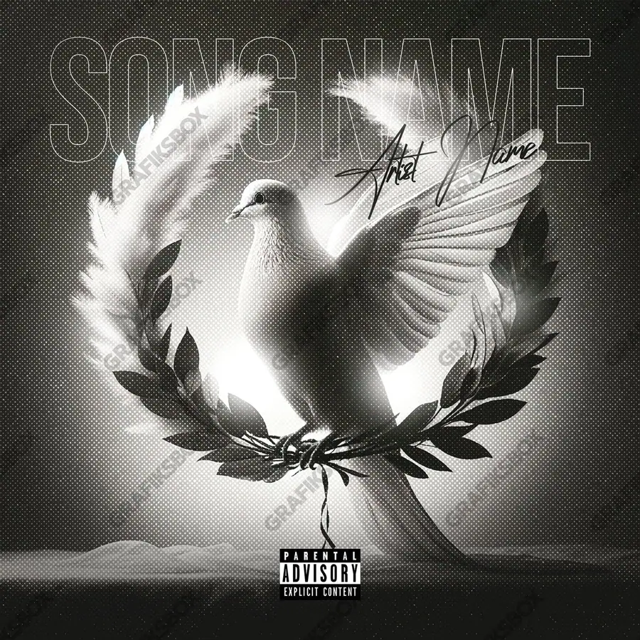 Premade album cover “Pure Laurel” — a frame that refuses to sit in one category in a black and white palette