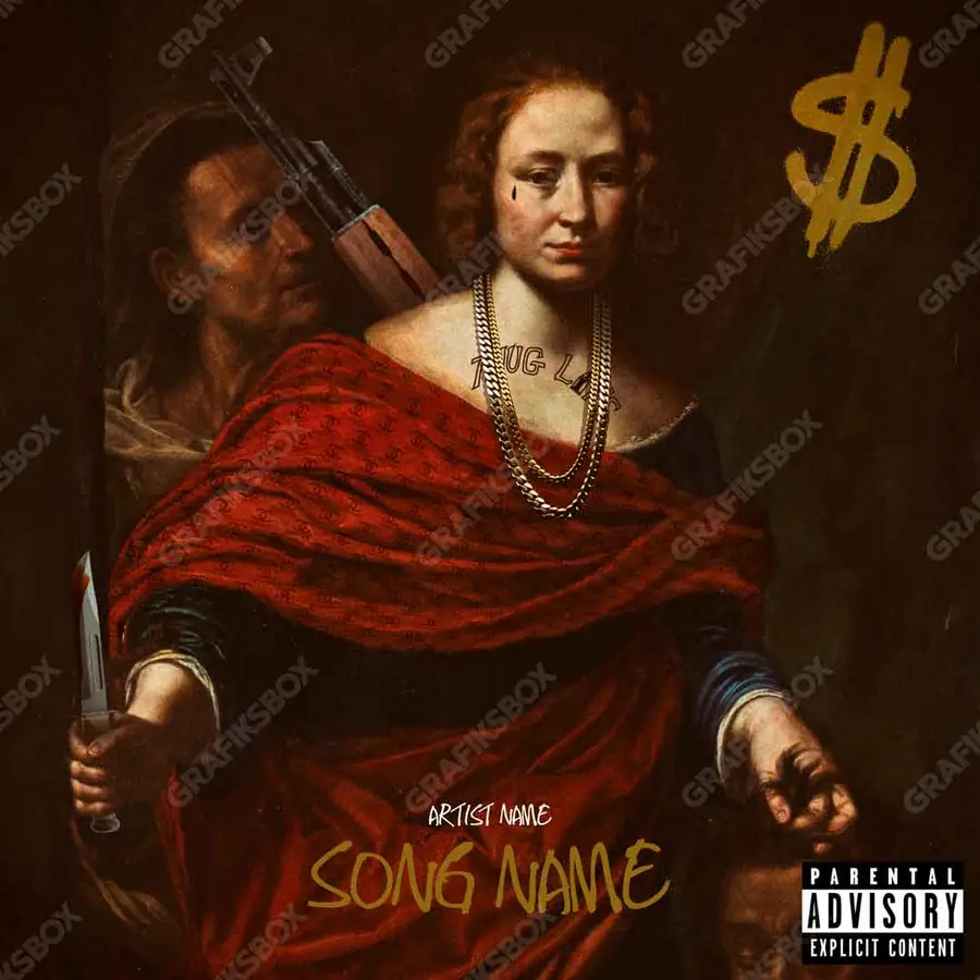 Premade album cover “Holofernes” — a frame that refuses to sit in one category in an orange palette