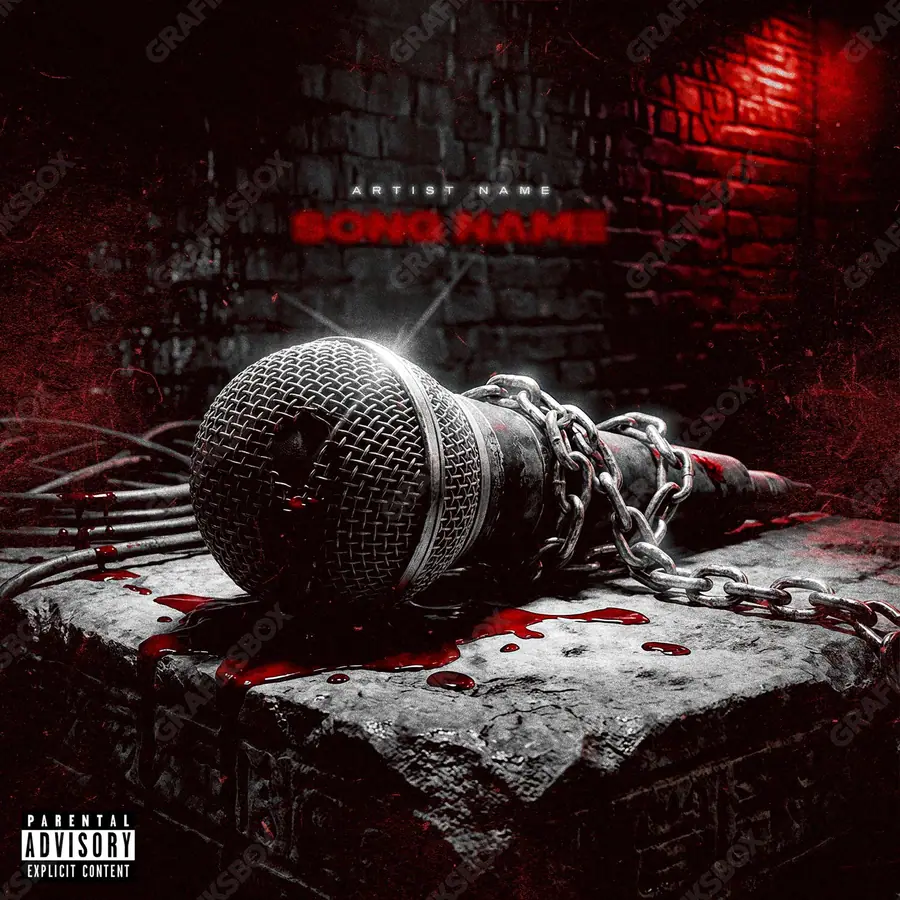 Premade album cover “Violent Song” — an original visual idea with no close match in the catalogue in a red palette