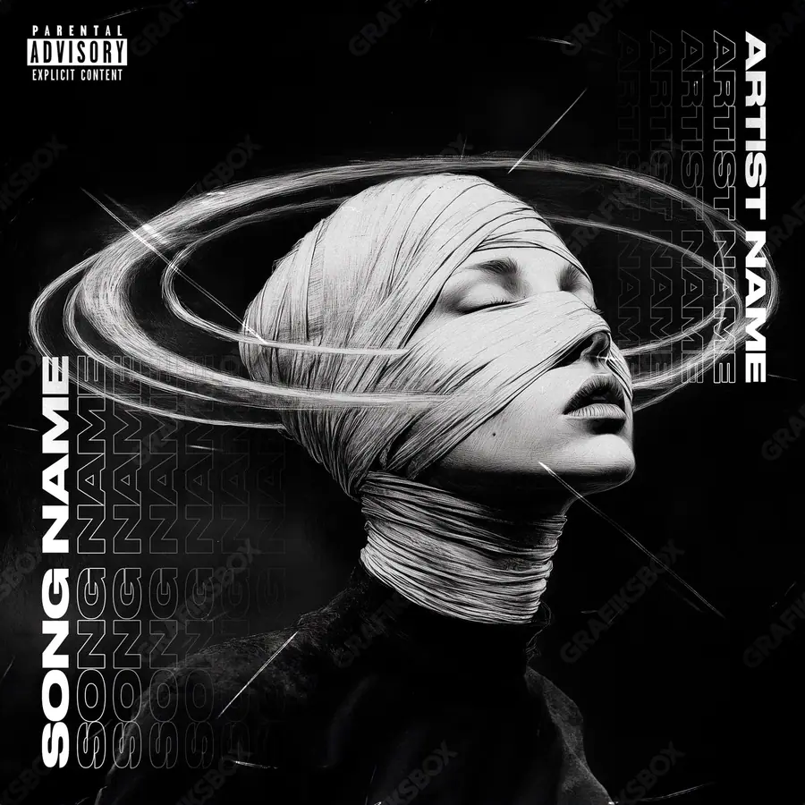 Premade album cover “Recover” — a subject with a character of its own in a black and white palette