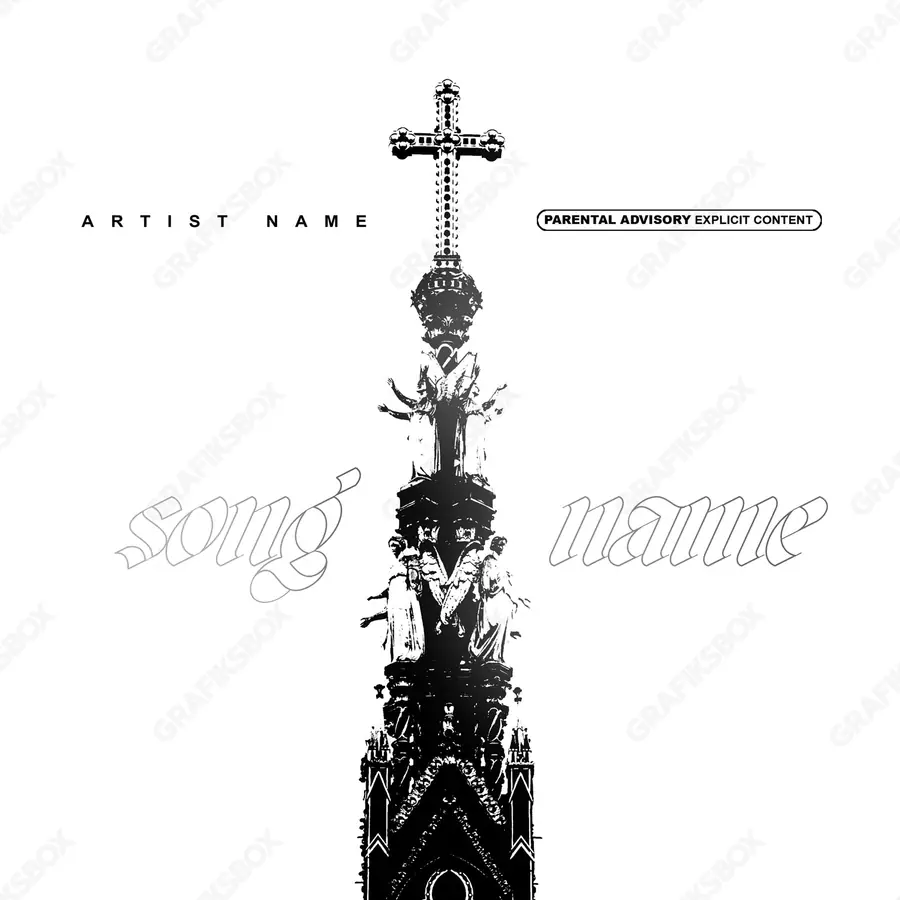 Premade album cover “Oratory” — a frame that refuses to sit in one category in a monochrome palette