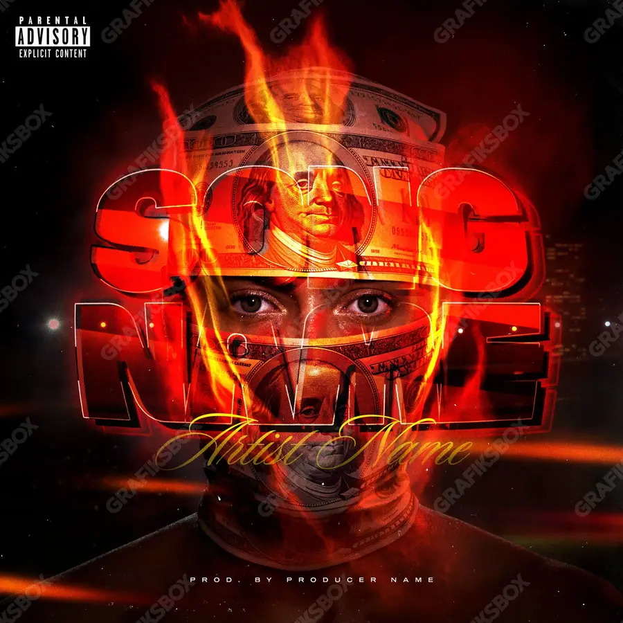 Premade album cover “Hundred Mindset” — a subject with a character of its own in a red palette