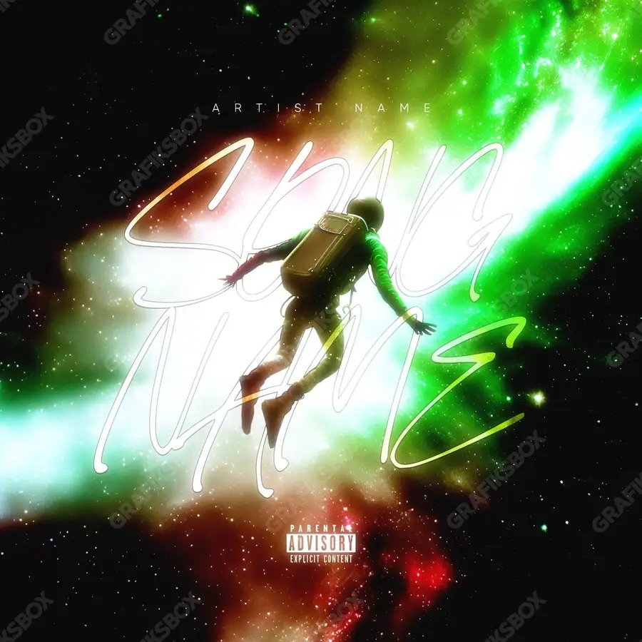 Portada de álbum prediseñada «Lost Space» — el espacio en cuadro y una sensación de escala, en matices verdes