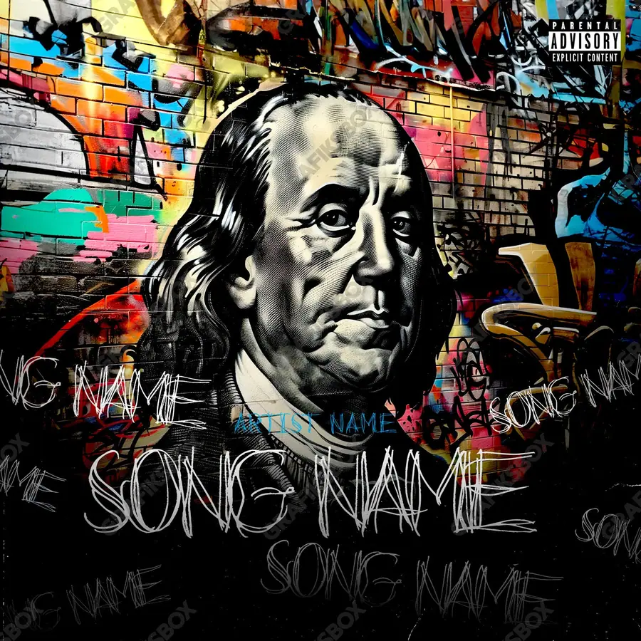 Premade album cover “Wall Street” — an urban frame with dense city texture in an orange palette