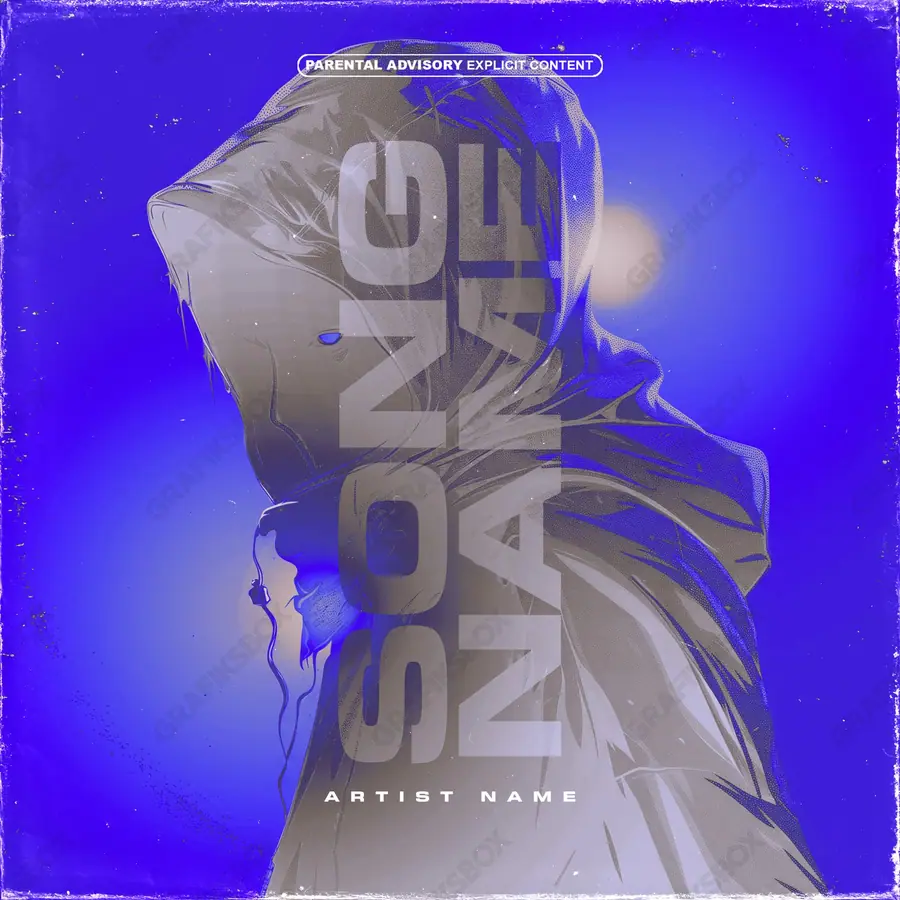 Premade album cover “Yuka” — an original visual idea with no close match in the catalogue in a blue palette