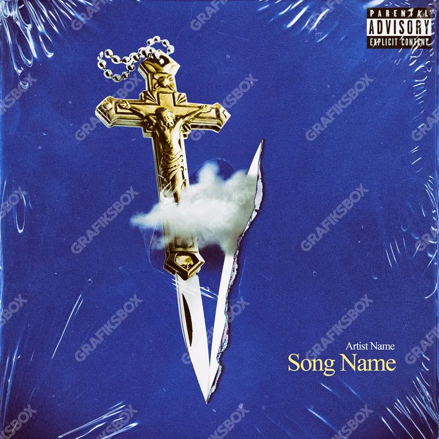 Premade album cover “Jesus Is King” — a subject facing the camera with almost no decoration in a blue palette