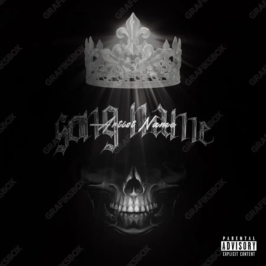 Premade album cover “Skullking” — a subject with a character of its own in a black and white palette