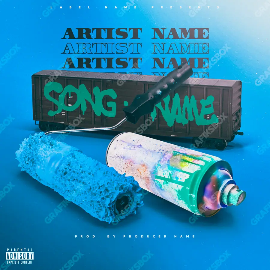 Premade album cover “Graffiti Life” — an original visual idea with no close match in the catalogue in cool blue tones