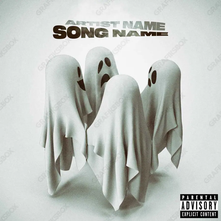 Portada de álbum prediseñada «Ghost Reunion» — imágenes duras en un encuadre de tonos bajos, en una gama en blanco y negro