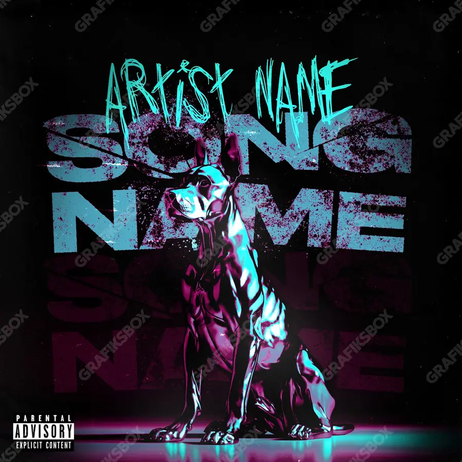 Premade album cover “Doberman” — a frame that refuses to sit in one category in a blue palette