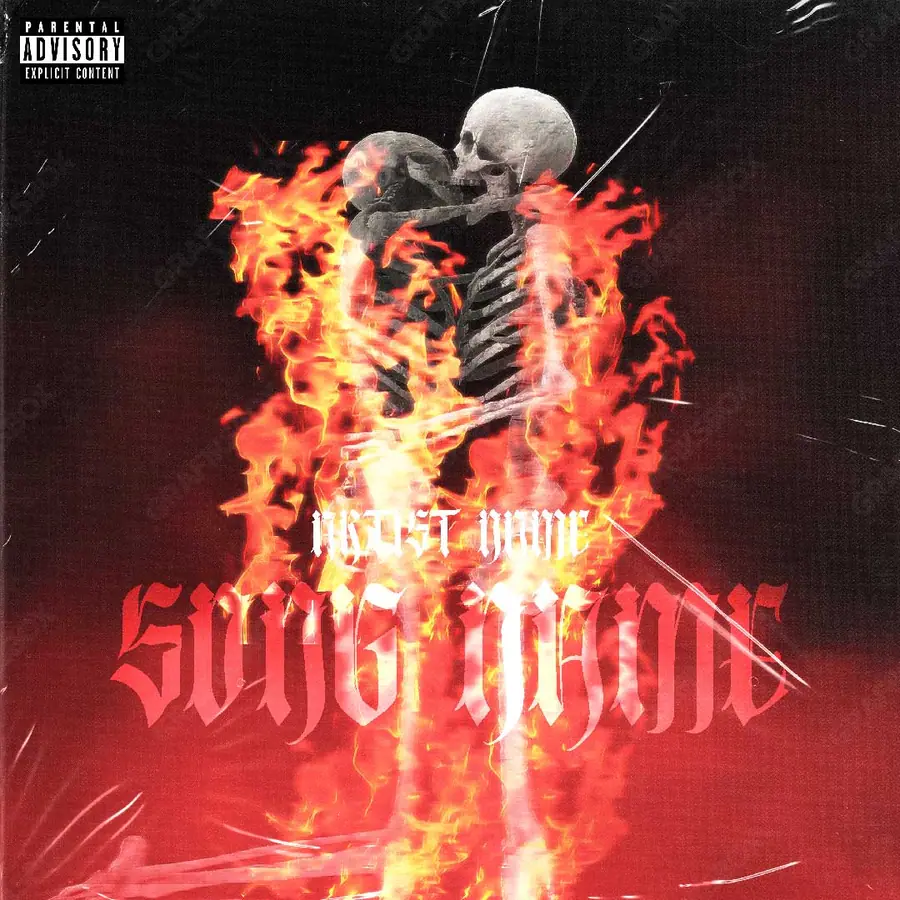 Premade album cover “Skeletons Fire” — fire and smoke in frame in a red palette