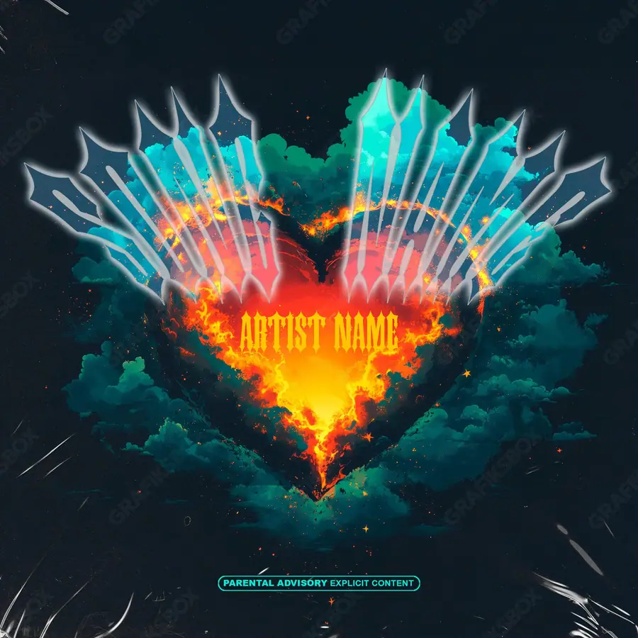 Premade album cover “Fidelity” — an original visual idea with no close match in the catalogue in cool blue tones