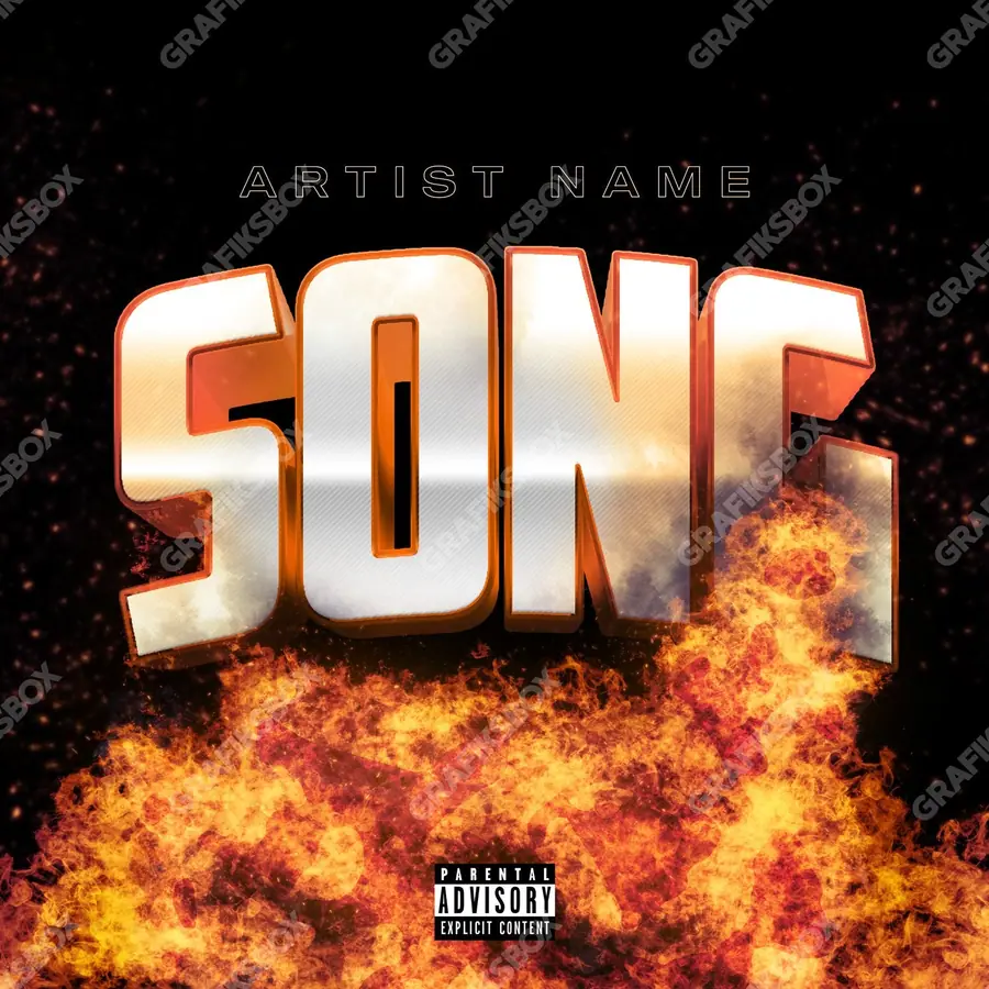 Portada de álbum prediseñada «A Fuego» — una idea visual original sin equivalente cercano en el catálogo, en matices anaranjados