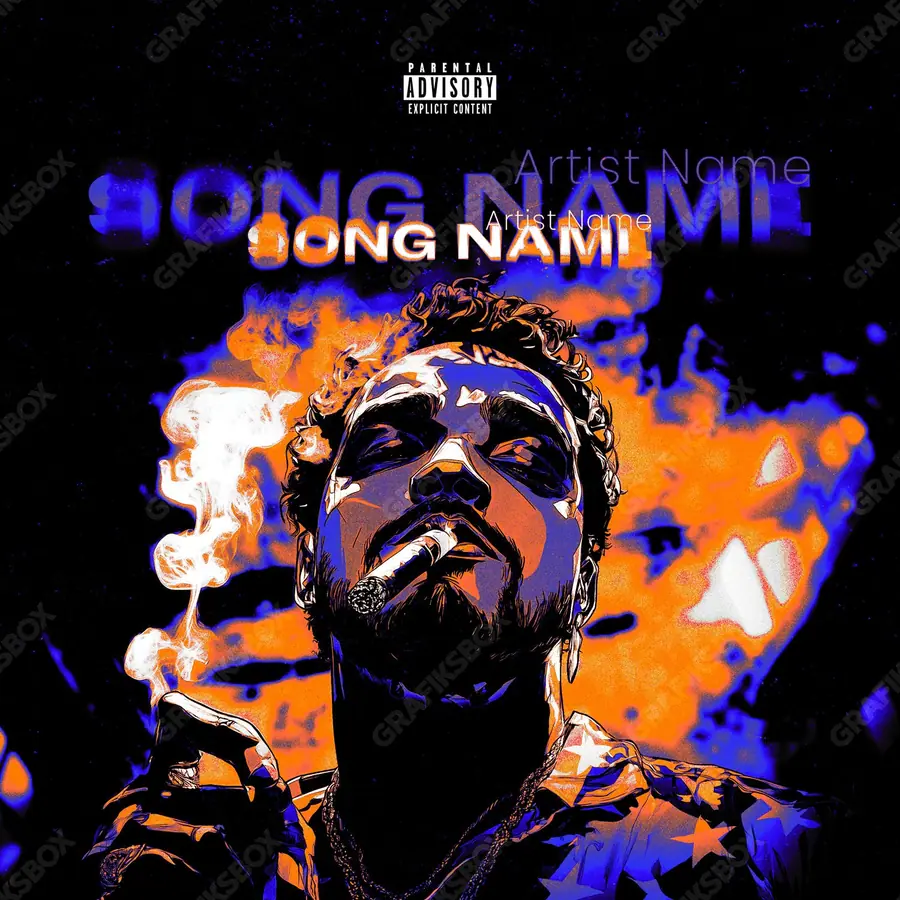 Premade album cover “Malone” — a frame that refuses to sit in one category in an orange palette