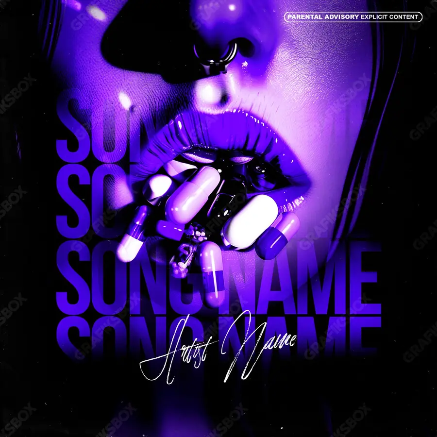 Premade album cover “Mouth Dose” — dark art with a heavy atmosphere in purple tones