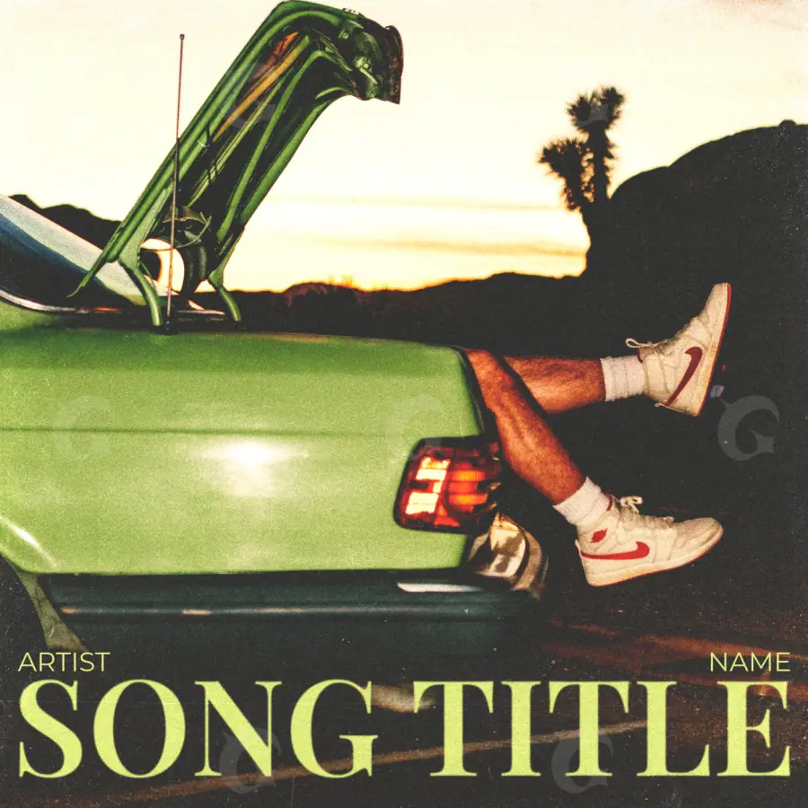Music cover artwork “Golden Car”: car and palm, golden tones