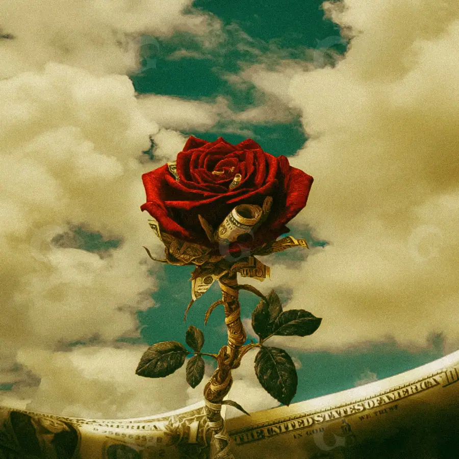 Готовая обложка для трека «Golden Rose»: роза; палитра — золотая