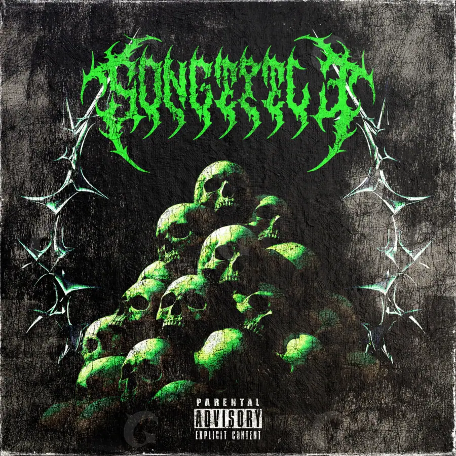 Premade cover art “Green Skull”: skull and star, green tones