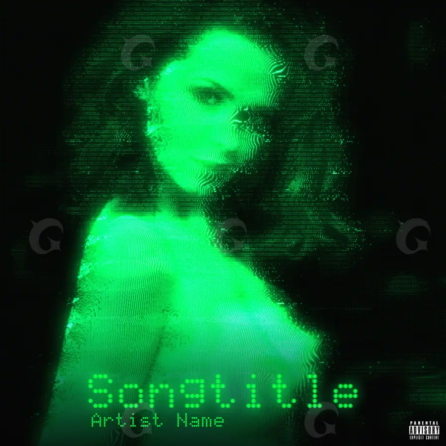 Premade cover art “Green Woman”: woman and face, green tones