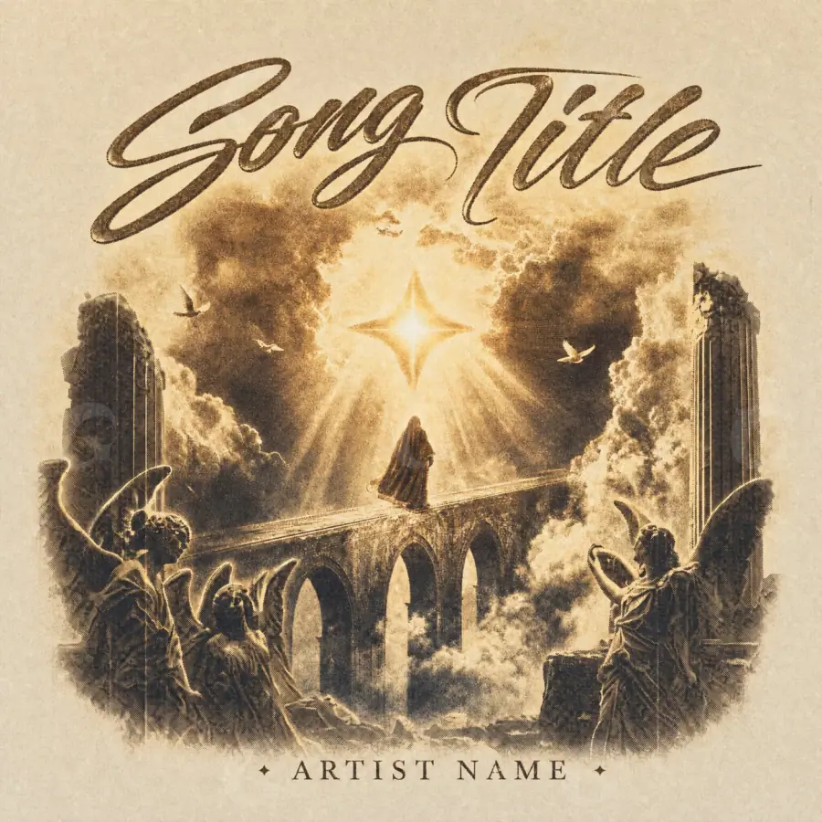 Album cover art “Orange Angel”: angel and sun, orange tones