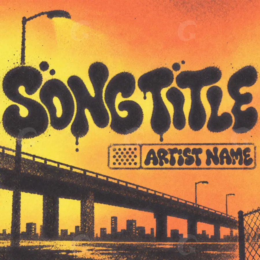 Premade cover art “Orange Bridge”: bridge and street, orange tones