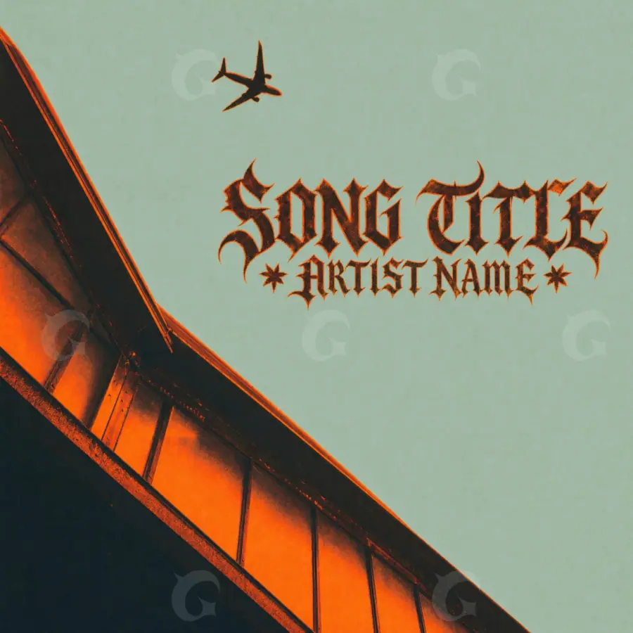 Portada para canción «Orange Building»: edificio y estrella; color naranja