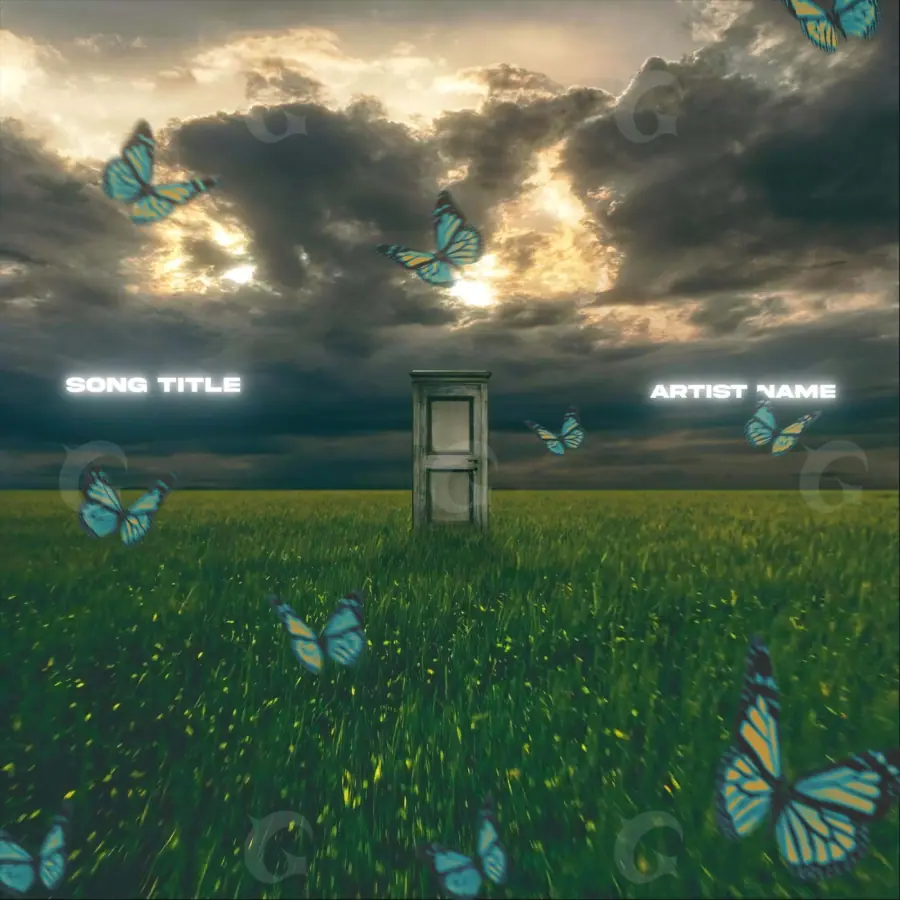 Обложка для альбома «Orange Butterfly»: бабочка и облако; палитра — оранжевая