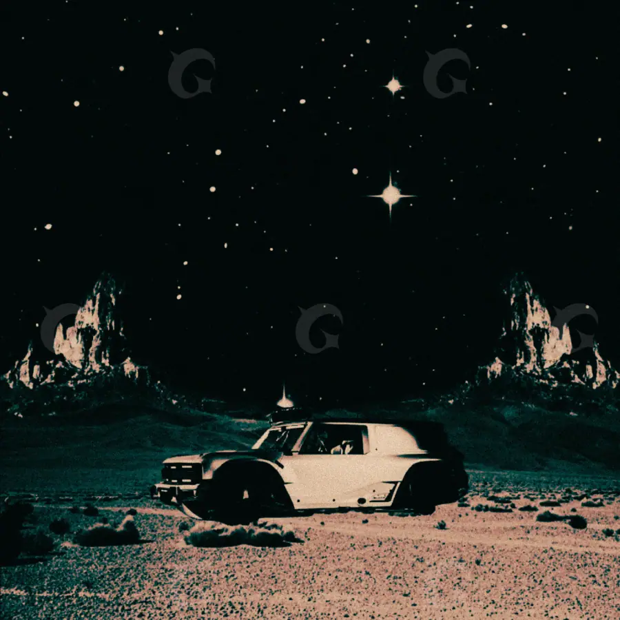 Music cover artwork “Orange Car”: car and snow, orange tones