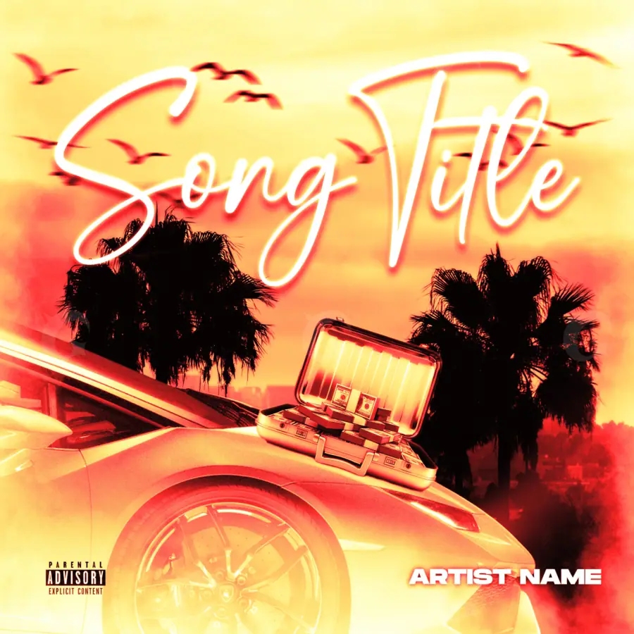 Music cover artwork “Orange Car”: car and palm, orange tones
