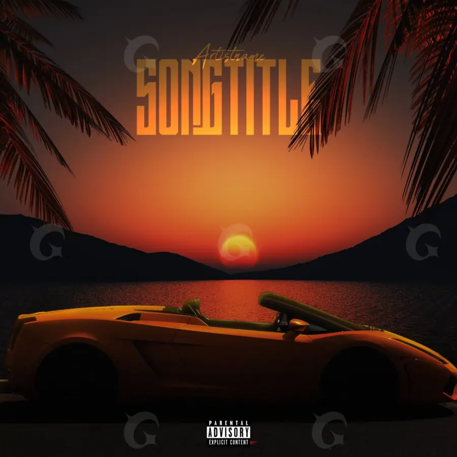 Music cover artwork “Orange Car”: car and palm, orange tones