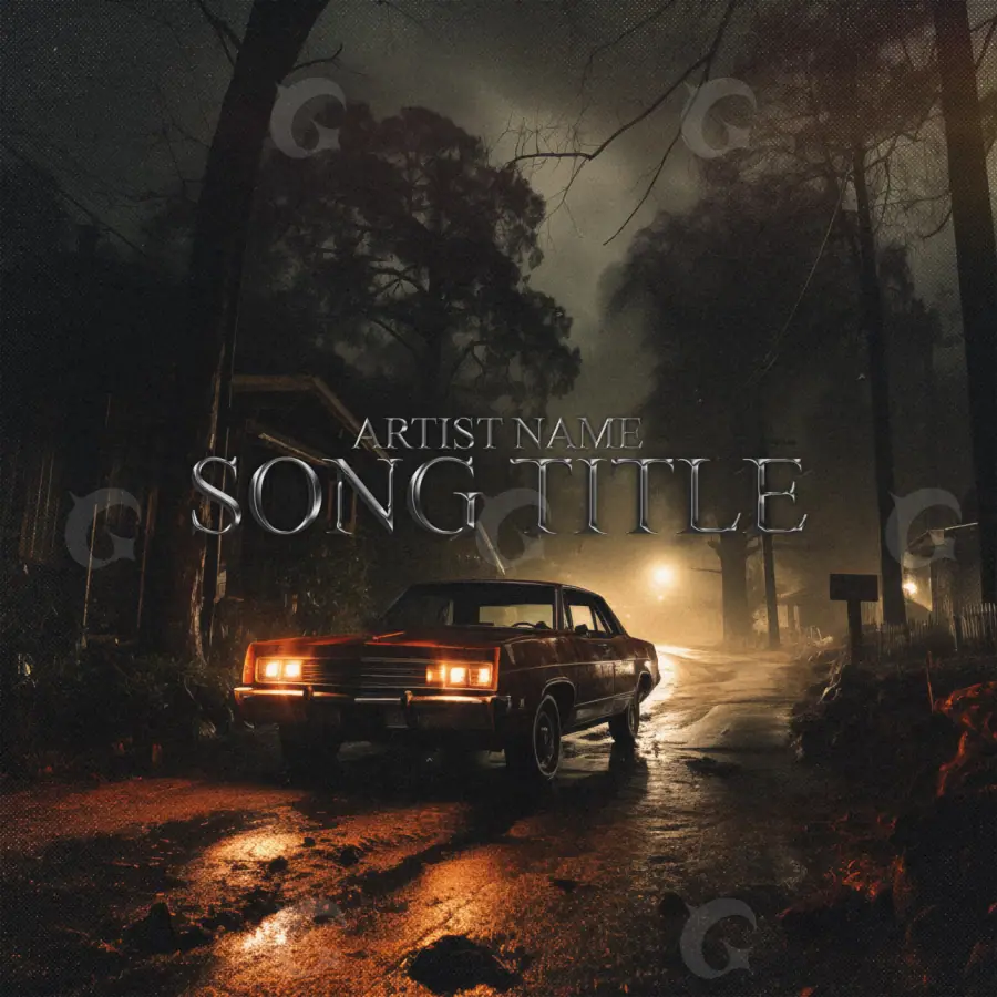 Premade cover art “Orange Car”: car and tree, orange tones