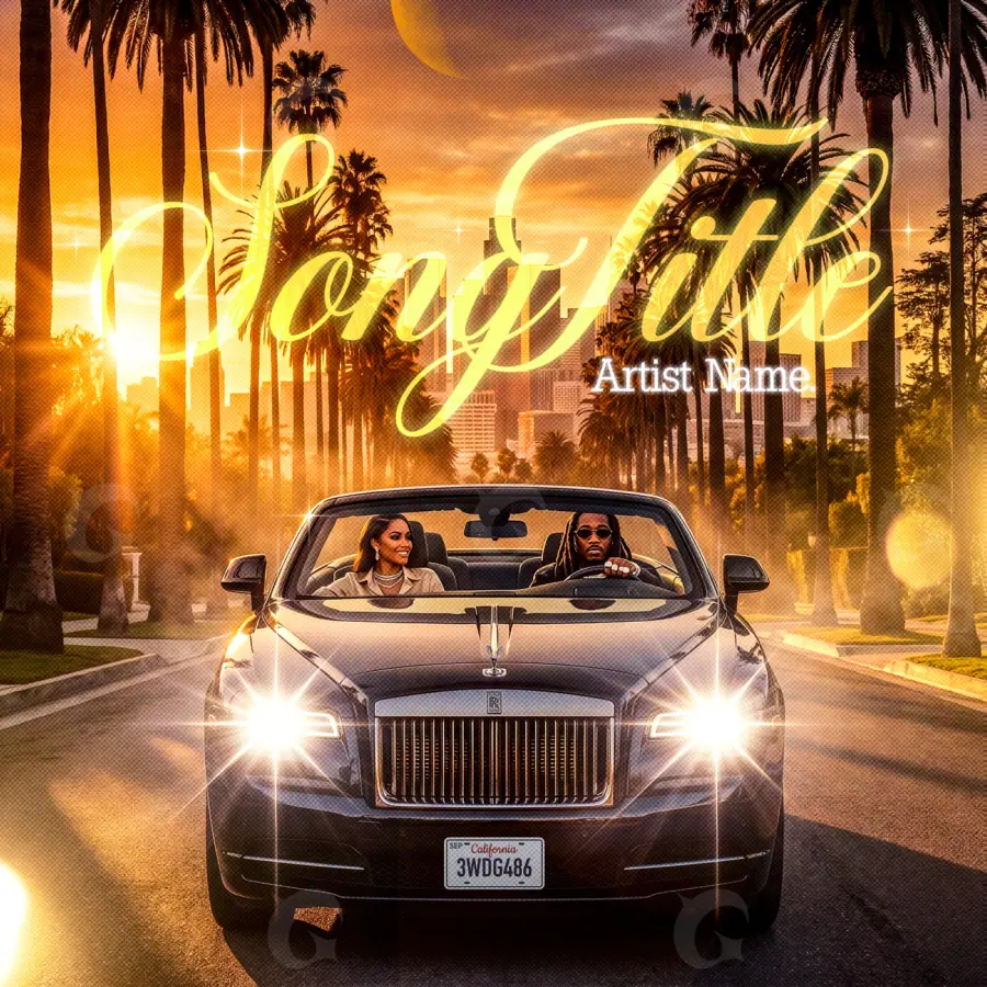 Premade cover art “Orange Car”: car and road, orange tones