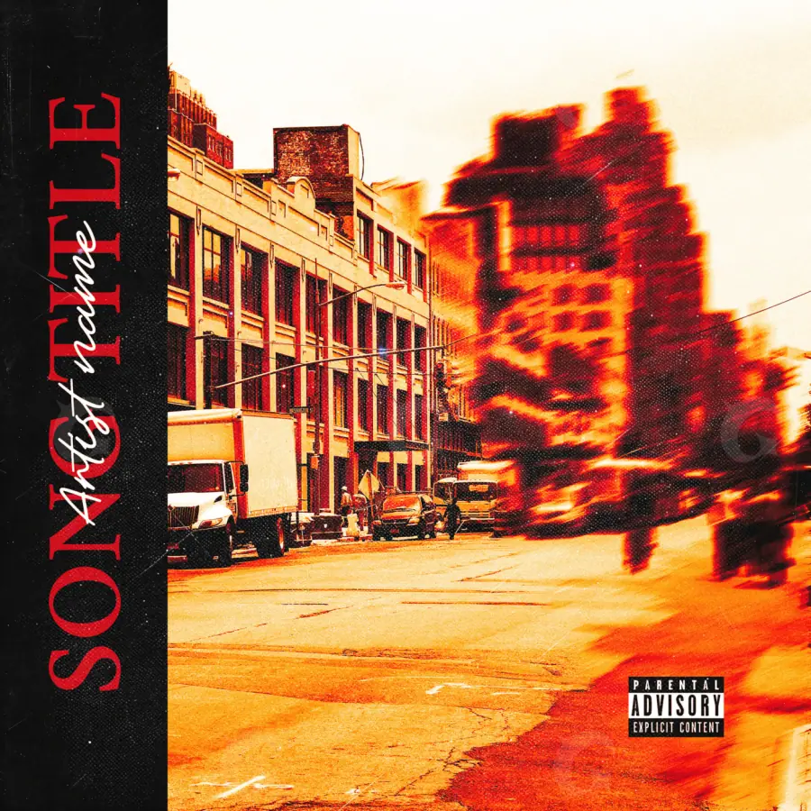 Album cover art “Orange City”: city and street, orange tones