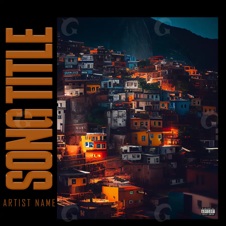 Music cover artwork “Orange City”: city and mountain, orange tones