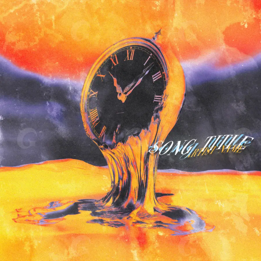 Обложка для песни «Orange Clock»: часы и лицо; палитра — оранжевая