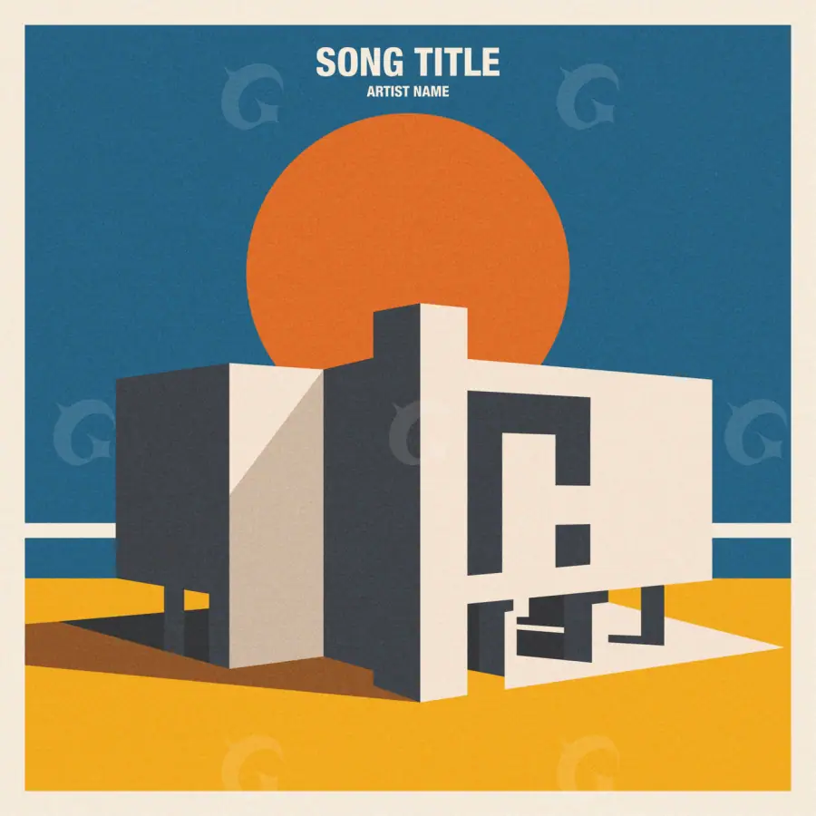 Premade cover art “Orange Cube”: cube and circle, orange tones